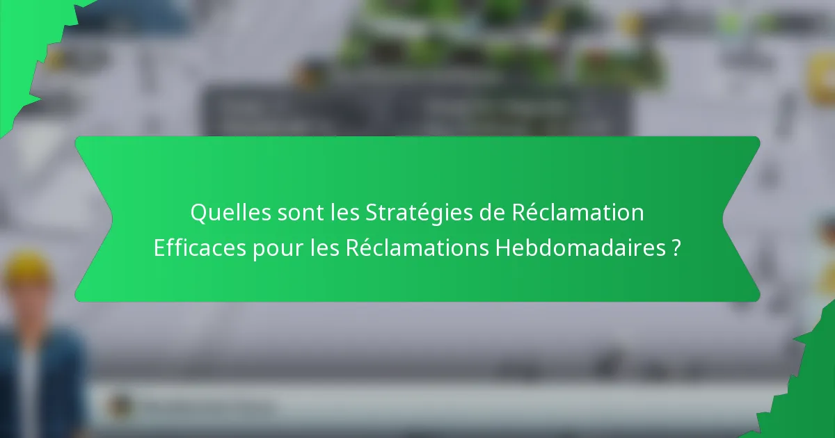 Quelles sont les Stratégies de Réclamation Efficaces pour les Réclamations Hebdomadaires ?